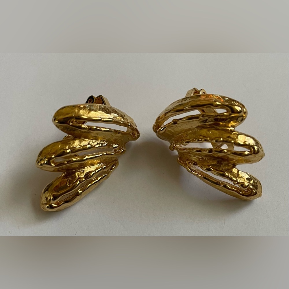 GIVENCHY Paris New York Goldtone CLIP Earrings